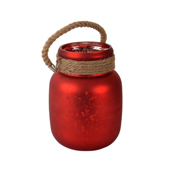 Felinar vintage, Sticla, Rosu, 28 cm, Artfoyer Felinar vintage, Sticla, Rosu, 28 cm, Artfoyer