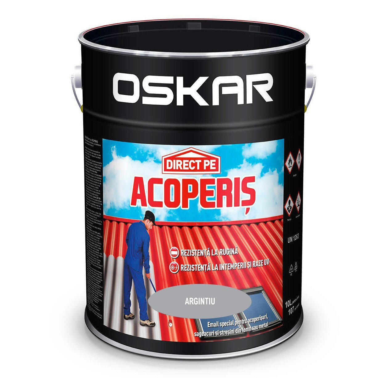 Vopsea Oskar direct pe Acoperis 10 L - Argintiu