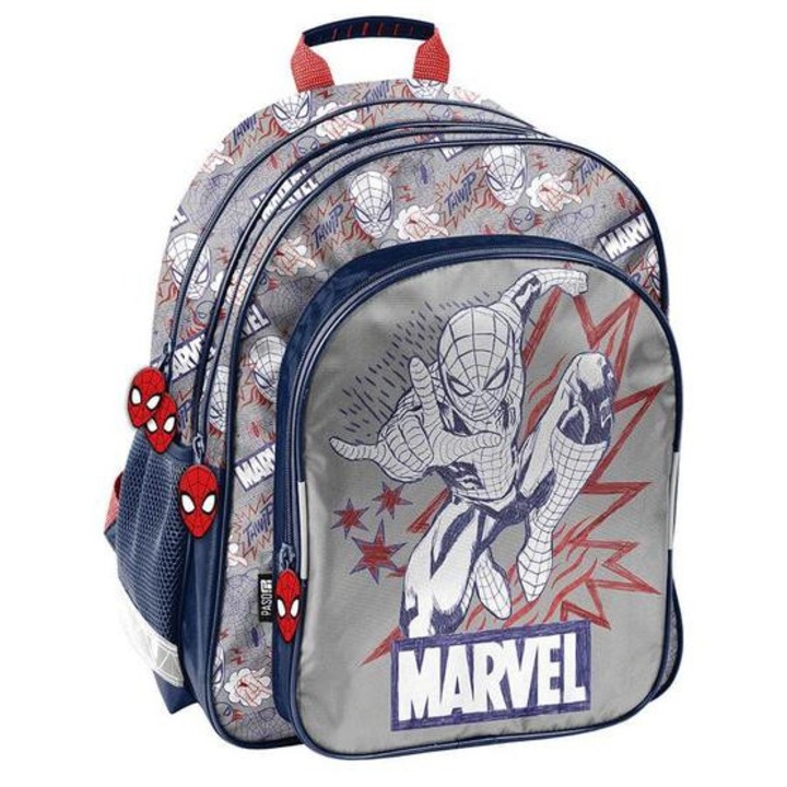 Ghiozdan scolar ergonomic Marvel, rucsac - 2 compartimente - Spider-Man - gri (SP24EE-090)