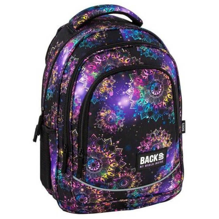 Ghiozdan BackUP Mandale, 3 compartimente, 2 buzunare laterale, multicolor, 42x30x20cm