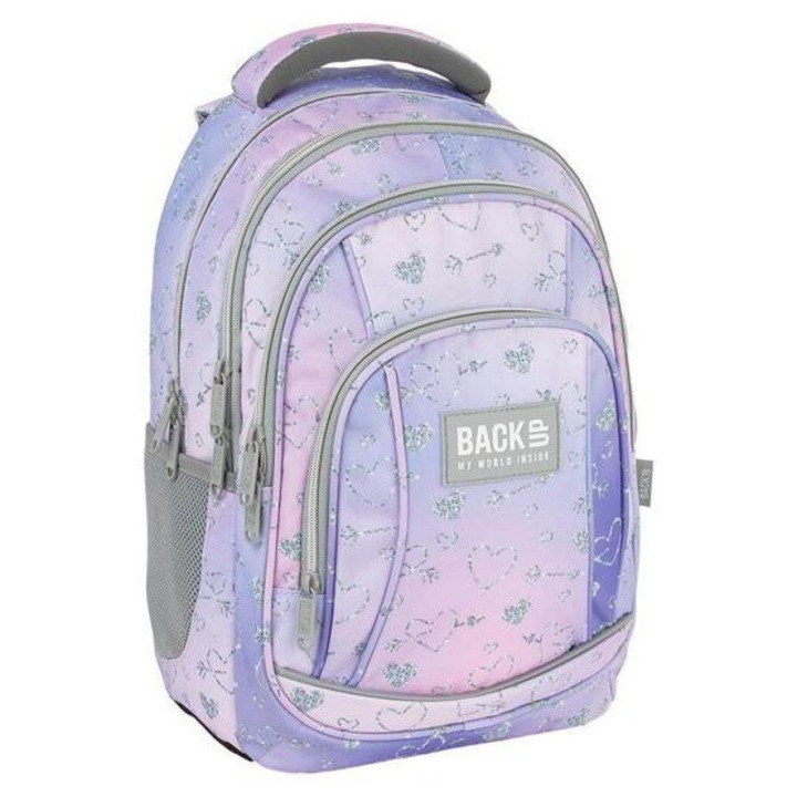 Rucsac BackUp Heart Youth, impermeabil, 4 compartimente, 42x30x20cm, 26l, pentru elevi clasele 6-8