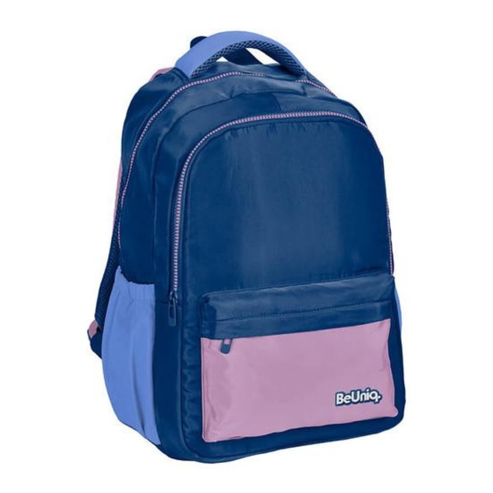 Ученичка BeUniq, раница - 2 отделения - синя, розова (BUBP-177)