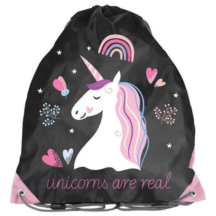 Rucsac de sala, PASO, Unicorn, Negru, Roz PP25JO-712