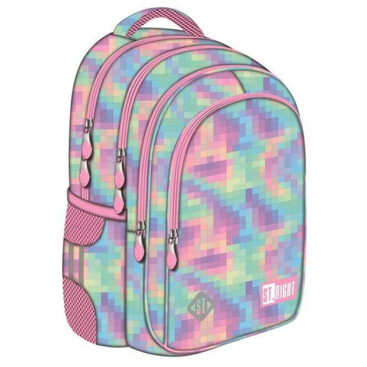 Ghiozdan clasele I-IV, 4 compartimente, Majewski, Gama St. Right, Colectia Pastel Pixel 2025, BP-58