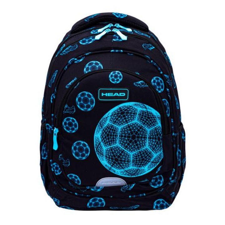Rucsac scolar ASTRA, model Football Fan Head, 3 compartimente, 2 buzunare externe, 39x28x15cm, 20l, colorat