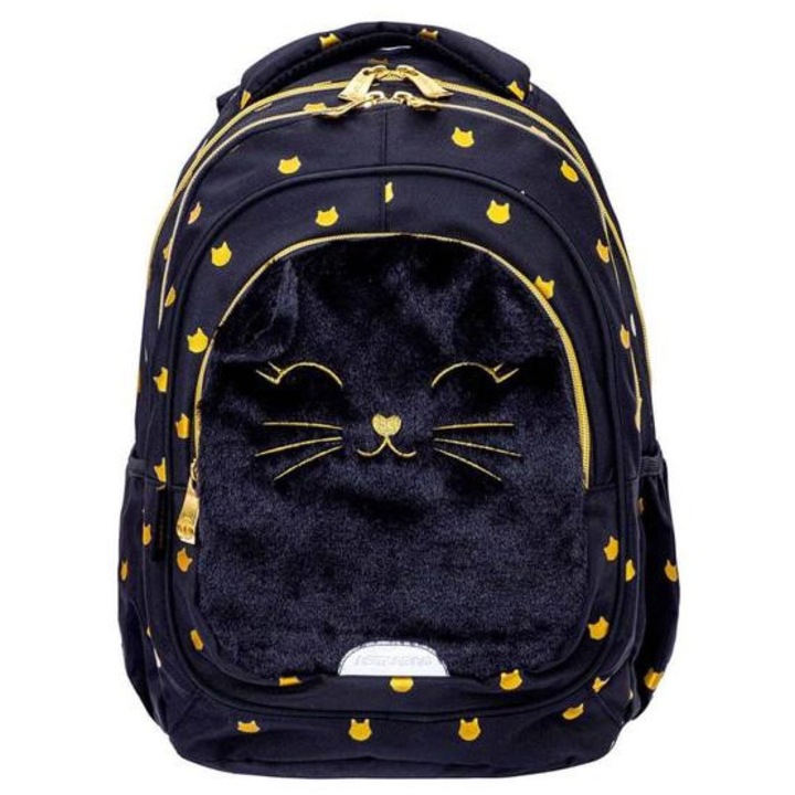 Fluffy Kitty ergonomikus iskolatáska, hátizsák - 2 rekeszes - Black (502025021)