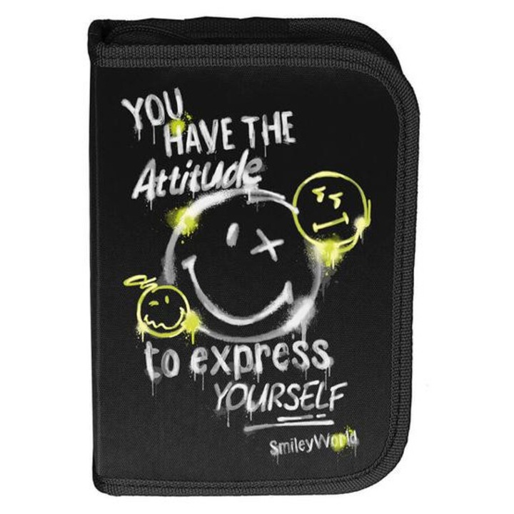 Smiley kihajtható tolltartó - Black (SM25LT-P001BW)