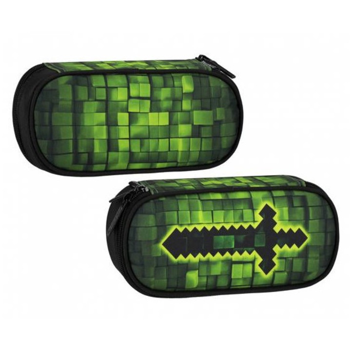 Pixel ovális tolltartó - zöld (550913)