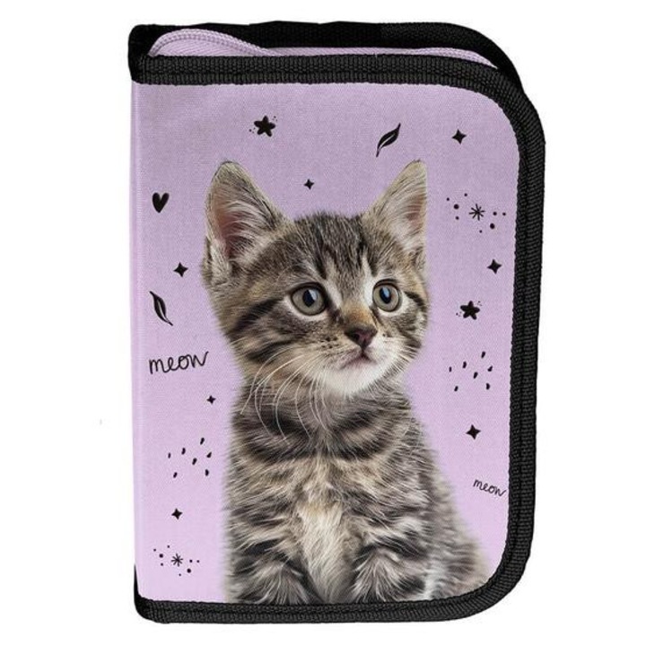 Cicás felszerelt kihajtható tolltartó - fekete, lila (PP25CE-P001)