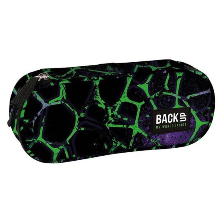 Suport oval pentru pix BackUp - Negru, verde (PB7A52)