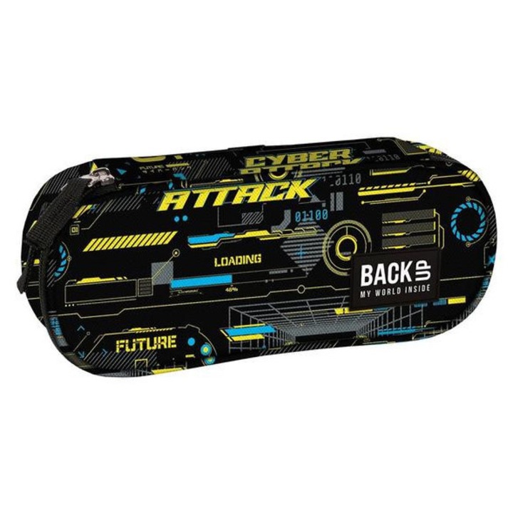 Penar etui Derform BackUp cu 1 fermoar - Motiv cyber attack, PB7A50