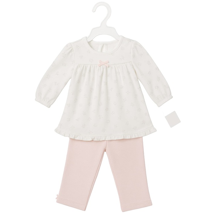 Compleu 3 piese fete, OMS, roz, bumbac organic, 74cm