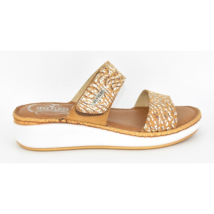 Saboti din piele naturala, Fly Flot, 0217, Maro deschis, 39