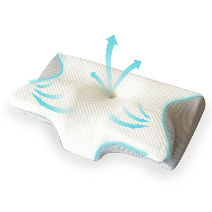 Ортопедична възглавница IDAMAKON, дизайн пеперуда, 8 см, удобна, за спане настрани, бял цвят