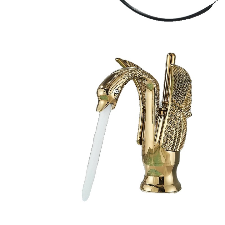 Fürdőszobai csaptelep, elegáns dizájn, pultra szerelhető, egykaros, arany, rövid