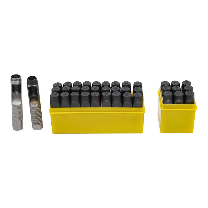 Set de stantare piele cu matrita din otel, set de 36 de piese, litere de precizie