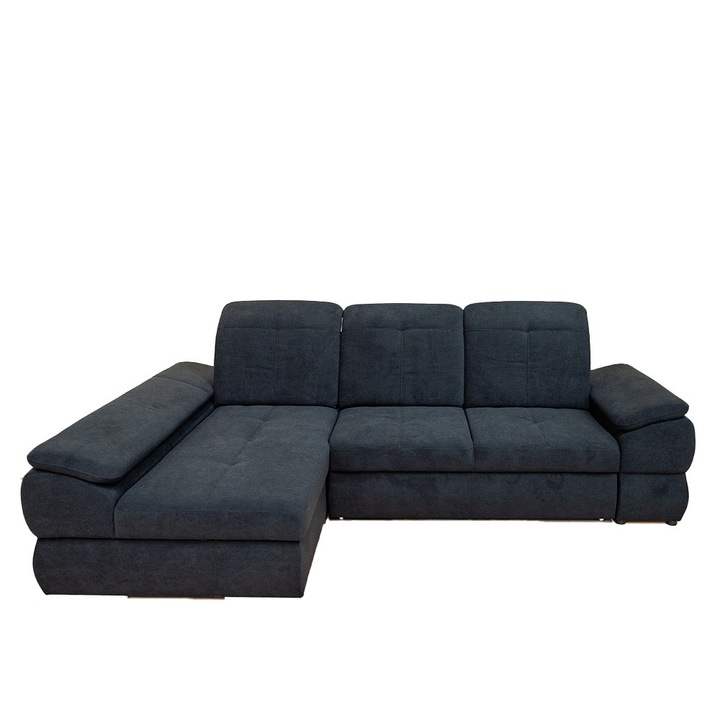 Coltar Extensibil Denver 2 Vega 70 Stanga, cu spatiu depozitare, 285 x 195 x 105 cm, Negru