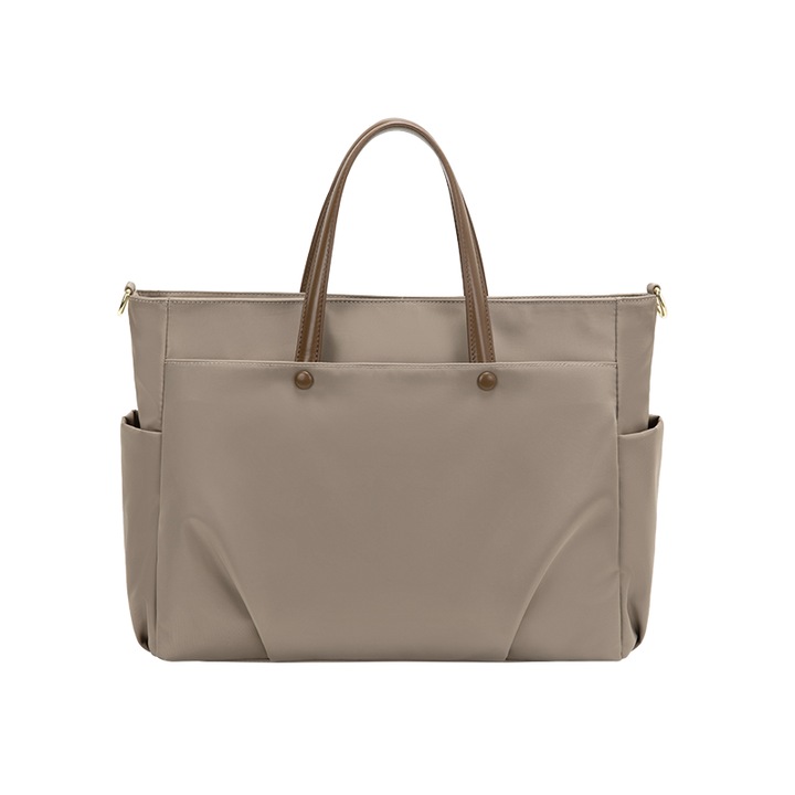 Geanta laptop dama cu compartiment pentru laptop, capacitate mare, impermeabila, Large Fildes lucios, Kaki