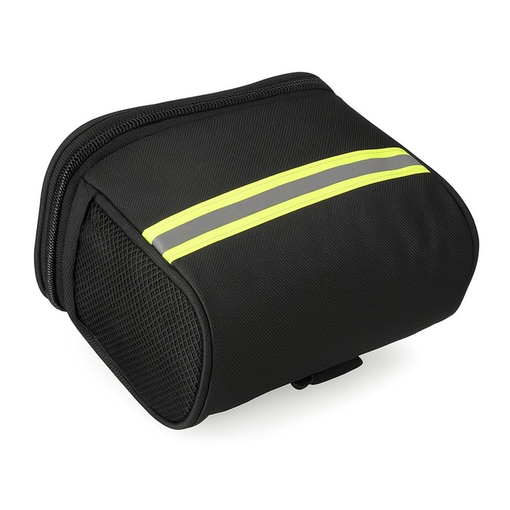 Geanta de bicicleta pentru ghidon PrzydaSie, impermeabila, reflectorizanta, neagra, 22x16cm