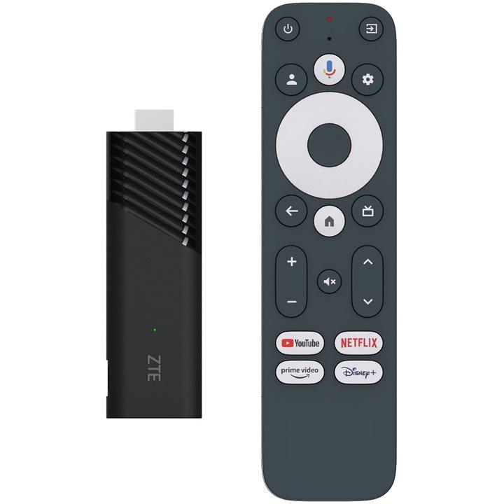 Медия плейър ZTE Stick ZXV10 B866W11K, 4K Ultra HD, Google TV, Chromecast, Wi-Fi, HDMI, 32GB, Черен