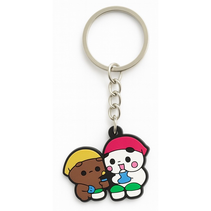 Breloc pentru cuplu Bubu si Dudu, 7.6 cm, Multicolor