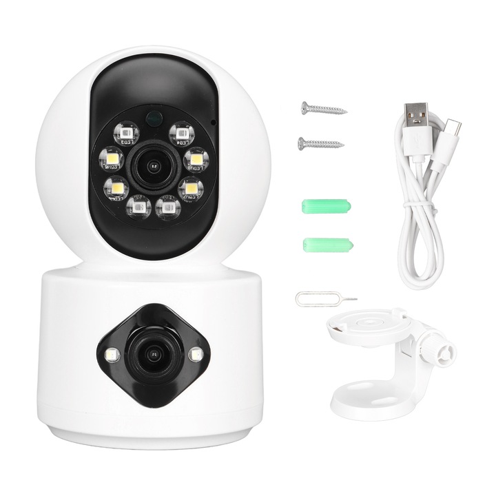 Камера за сигурност с двоен обектив, 4MP WiFi камера за наблюдение