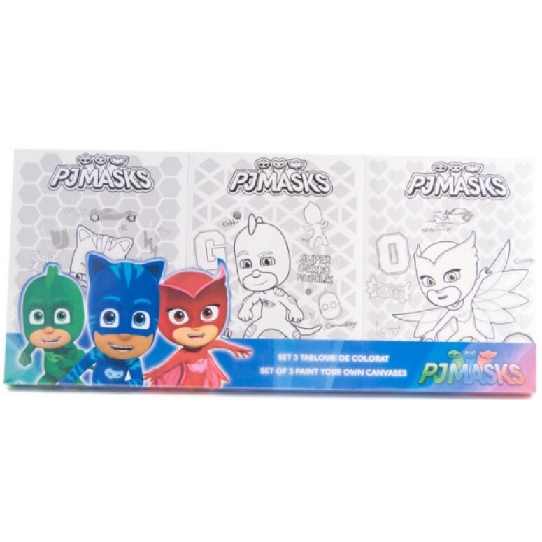 Set 3 tablouri Pj Masks, cu coloriaj