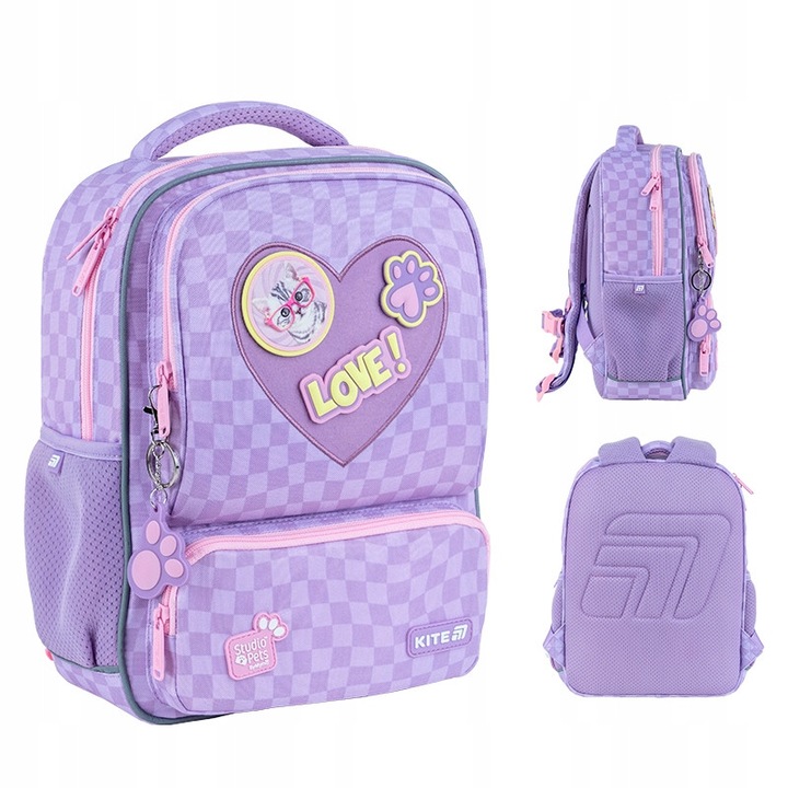 Rucsac pentru fete Kite Studio Pets, violet, 8,5 l, poliester, 4-7 ani prescolari