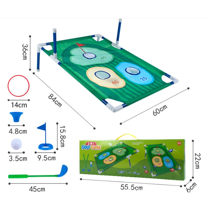 Családi golf társasjáték, 3 az 1-ben, családi, szabadtéri tevékenységekhez