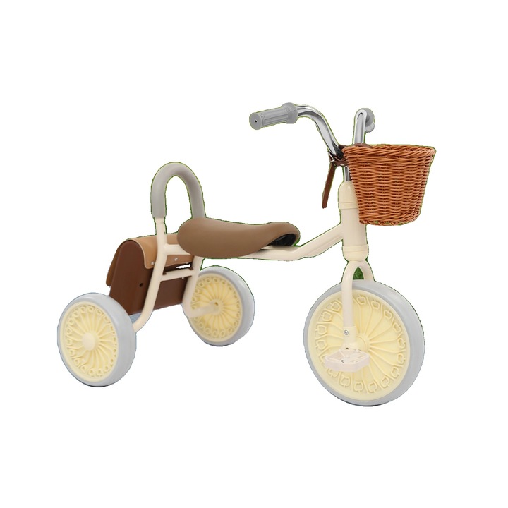 Retro tricikli gyerekeknek, 2-6 éves korig, teherbírás 30kg, 73x43x55cm, tárolókosárral