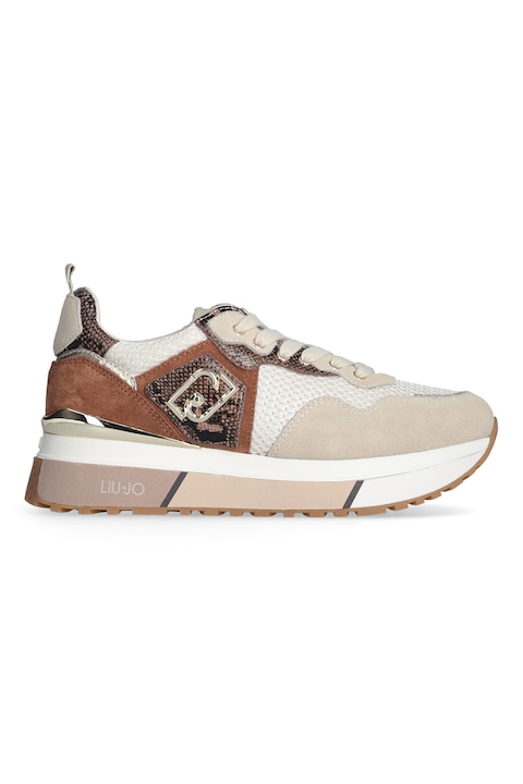 Liu Jo, Nyersbőr sneaker hálós részletekkel, Barna/Bézs
