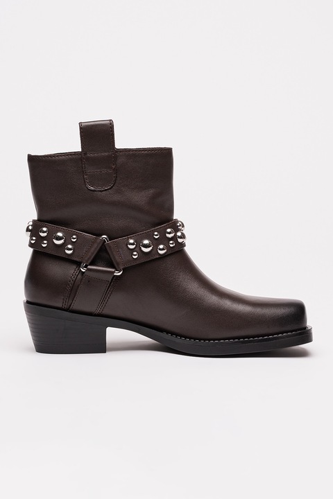 Liu Jo, Ghete de piele cu varf patrat si toc Roxy 01, Maro cognac