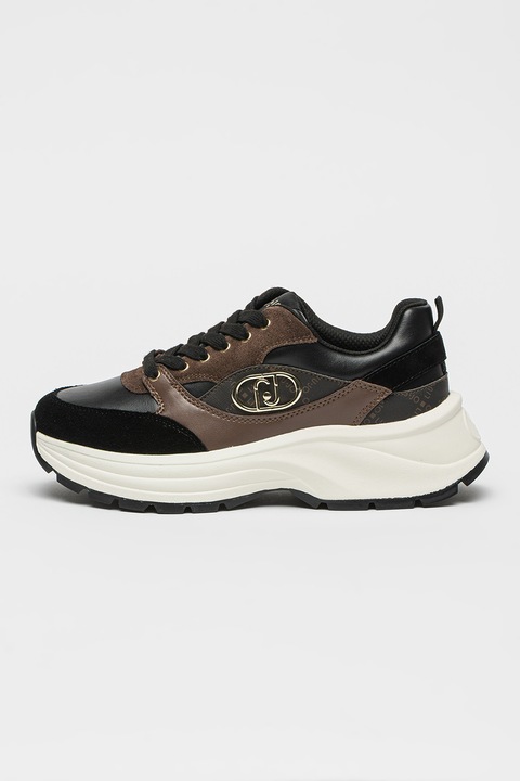 Liu Jo, Fél-telitalpú sneaker bőrbetétekkel, Aranyszín/Fekete/Barna