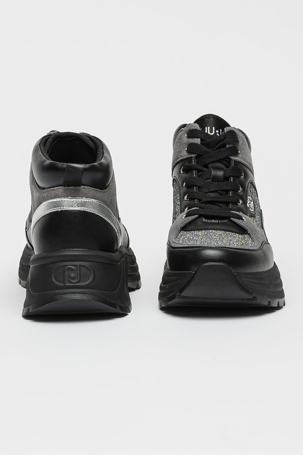 yu＊M Liu Jo, Pantofi sport mid cut cu garnituri stralucitoare, Negru