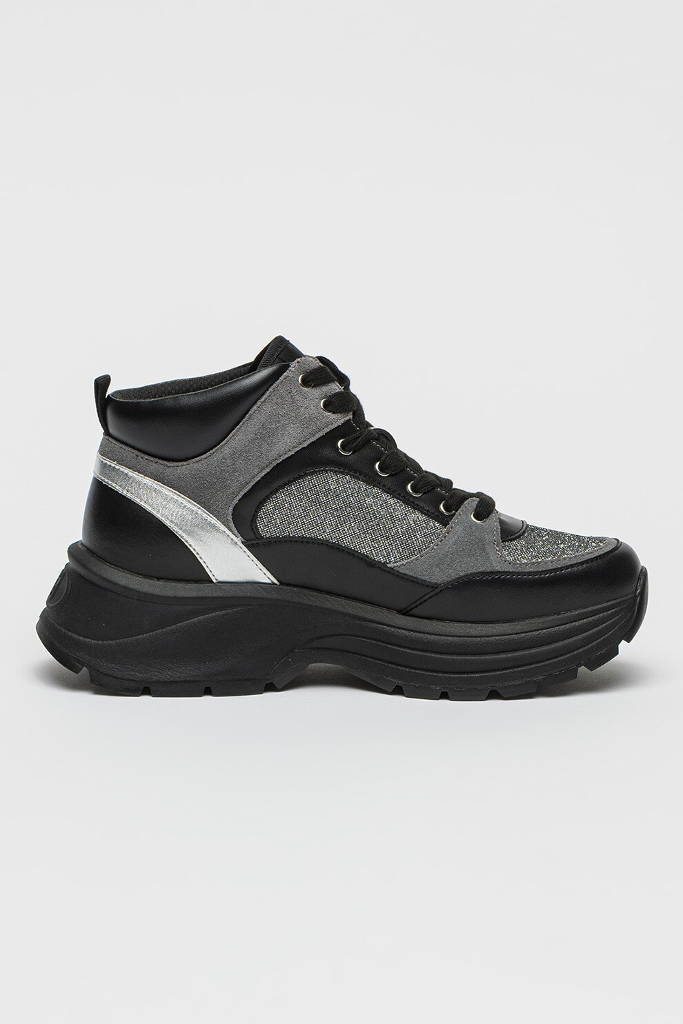 yu＊M Liu Jo, Pantofi sport mid cut cu garnituri stralucitoare, Negru