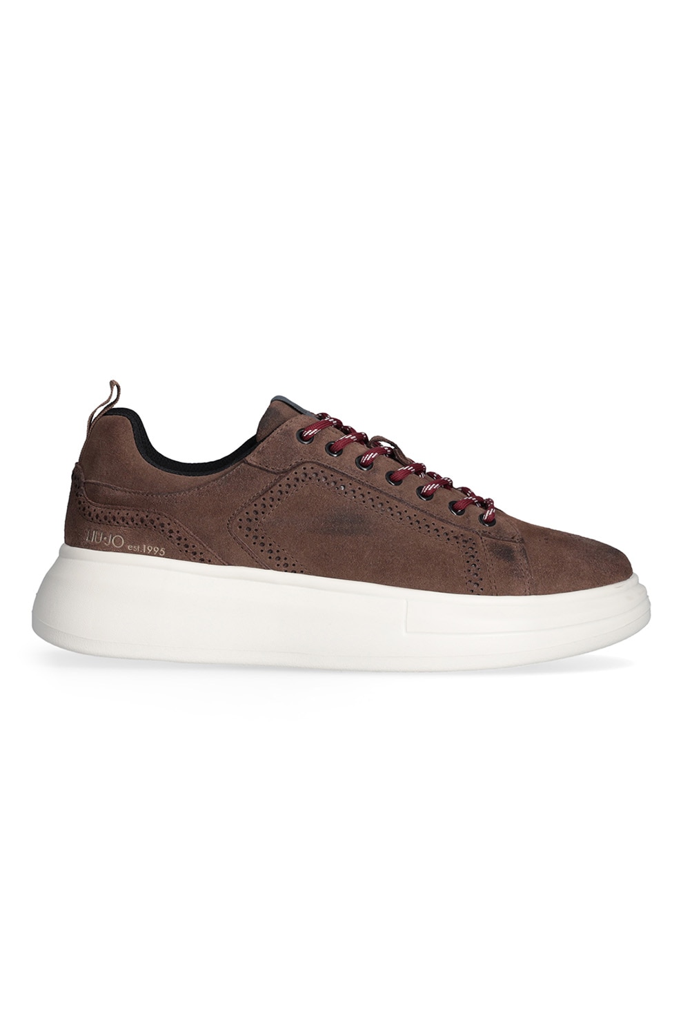Liu Jo, Pantofi sport wedge de piele intoarsa cu perforatii decorative, Maro, 43