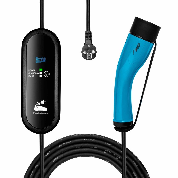 Akyga AK-EC-19 elektromos jármű töltő, 5m, Schuko aljzat, IP54, szett táskával