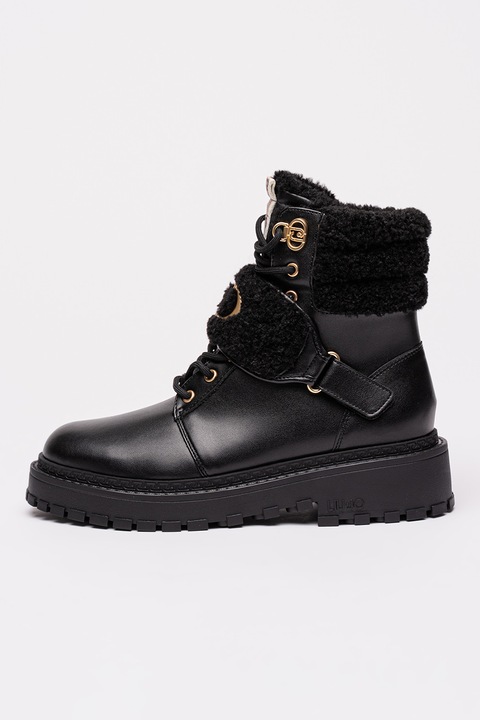 Liu Jo, Bocanci cu garnituri din material teddy Rumi 40, Negru