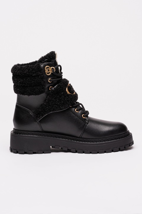 Liu Jo, Bocanci cu garnituri din material teddy Rumi 40, Negru