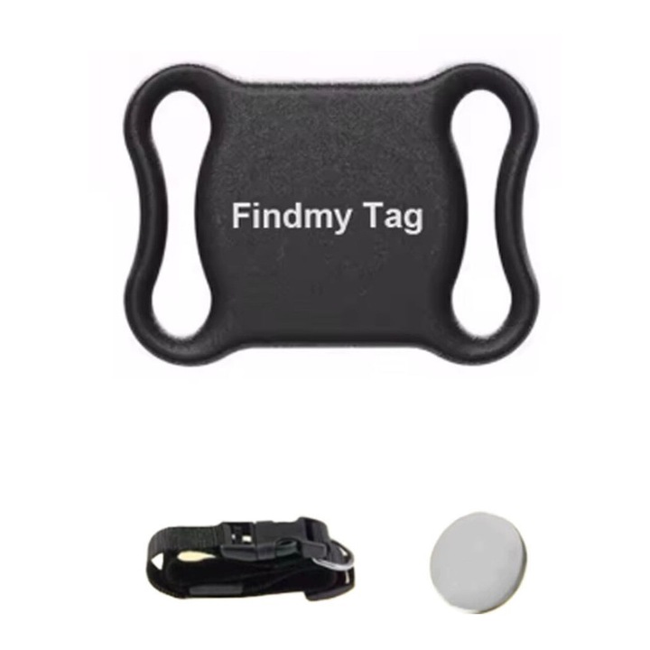 Устройство против изгубване, водоустойчив смарт GPS локатор за домашни любимци, мини GPS тракер, Bluetooth локатор против изгубване, позициониращ нашийник за котки и кучета, черен