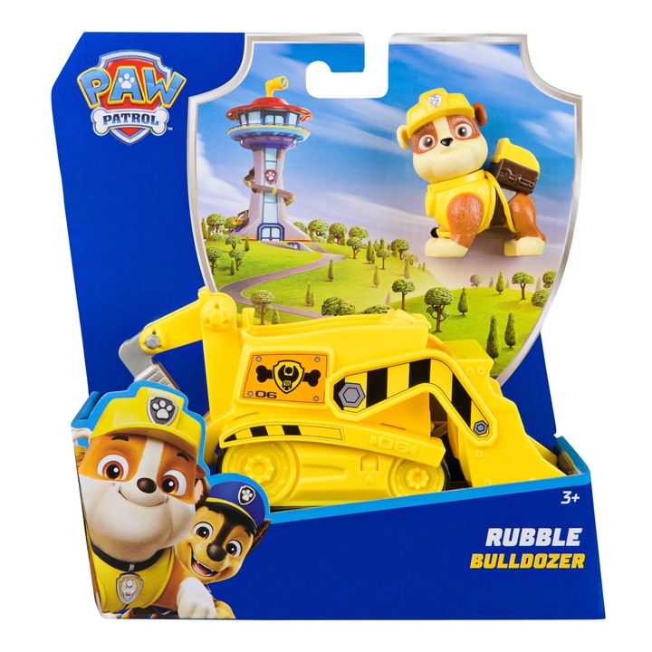 Set Vehicul de Baza Paw Patrol - Buldozer si Figurina Rubble