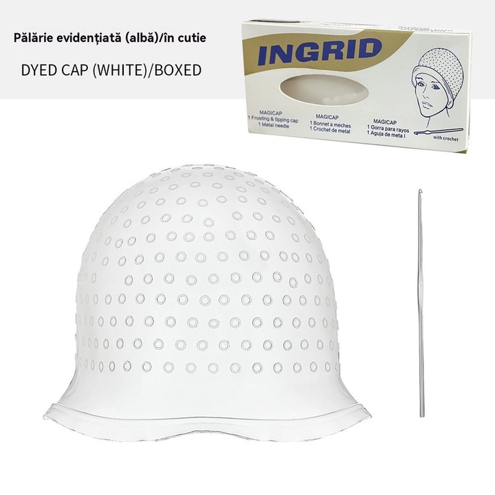 Caciula de silicon pentru decolorare selectiva a parului, reutilizabila， 30.5x22cm, silicon, alb