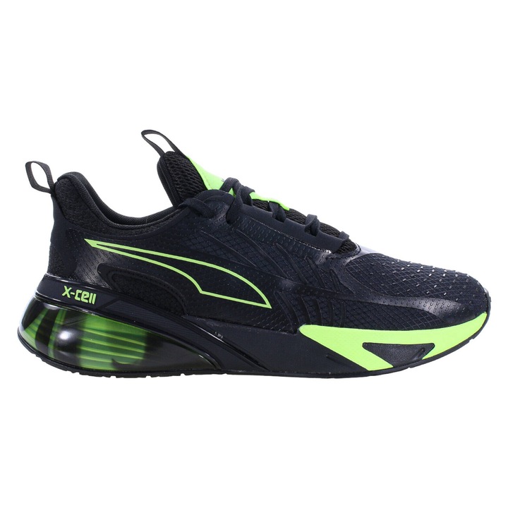 Pantofi sport barbati Puma X-Cell Action Soft Focus, textil, negru/verde, 48.5 EU