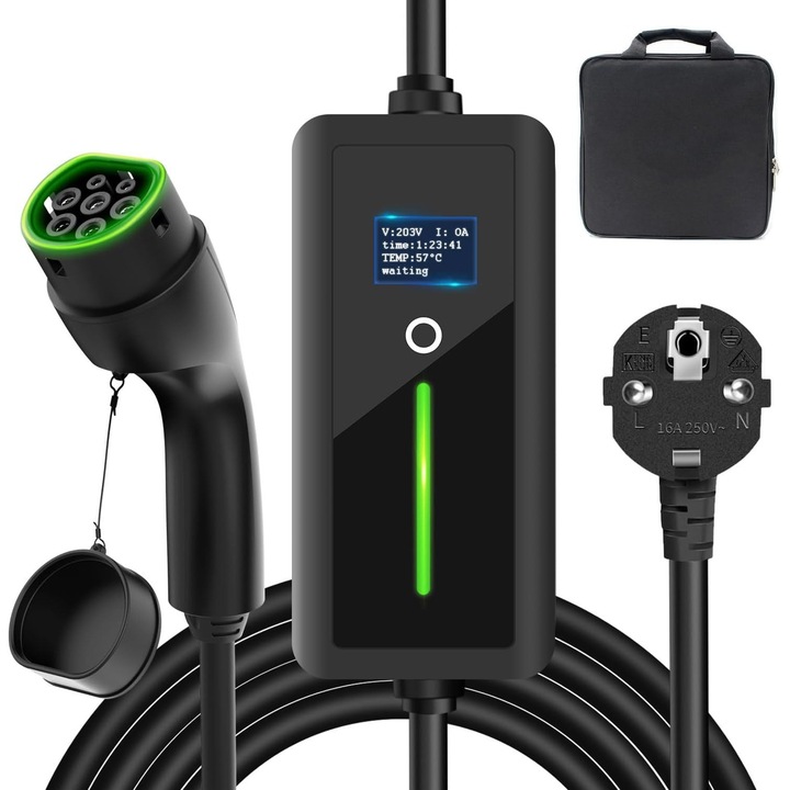 2-es típusú mobiltöltő, 3,5 kW, hordozható töltőkábel 5M, IP67 vízálló, 16A, elektromos járművekhez