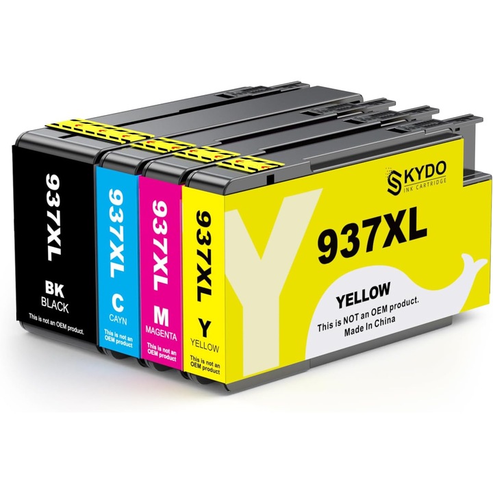 4 db-os tintapatronkészlet H937XL fekete, 2500 oldal, kék, piros, sárga, 1650 oldal. Kompatibilis a HP OfficeJet Pro 9100 sorozattal, PG 9110b, 9120B, 9123, 9133, 9720, 9730, HP OfficeJet Pro 9700 sorozattal