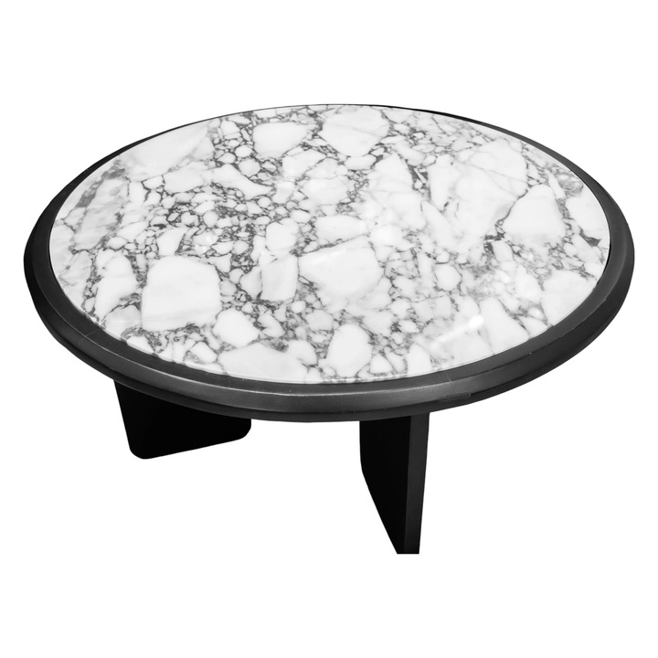 Masuta cafea din lemn cu blat marmura alba, Z-Home