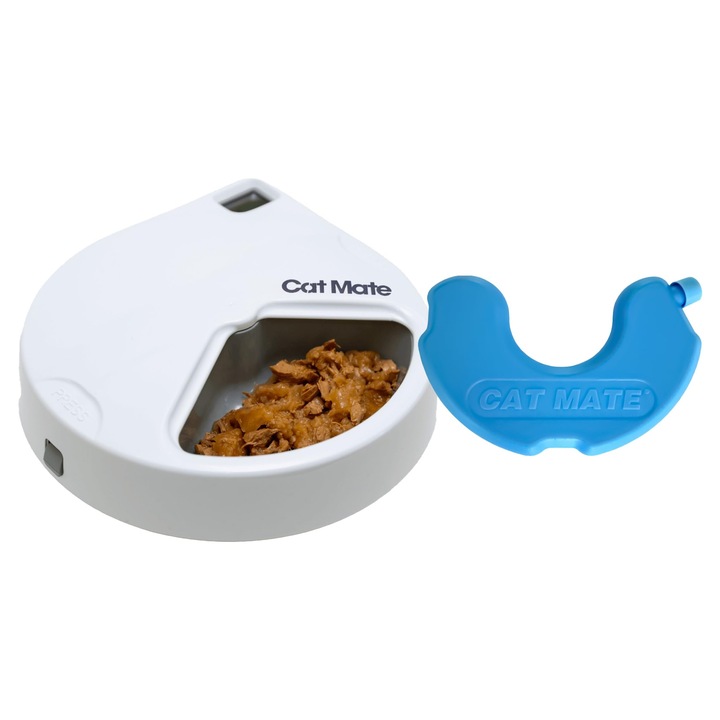 Hranitor Automat Kerbl Cat Mate C300 (Pentru Caini Si Pisici, 3 Compartimente Pentru Hrana A Cate 330 G De Hrana Pentru Animale, Cu Pachet De Racire Pentru Hrana Proaspata, Bol Si Capac Lavabile In Masina De Spalat Vase, Fara Baterie) 80897