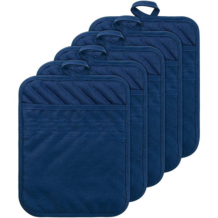 YANYXR 5 db-os fekete hőálló pamut konyhai kesztyű szett 20x20cm