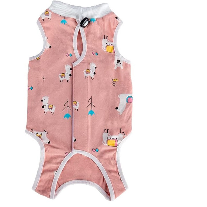 Costum de recuperare pentru pisici, TREXORA, multicolor, din bumbac respirabil, M