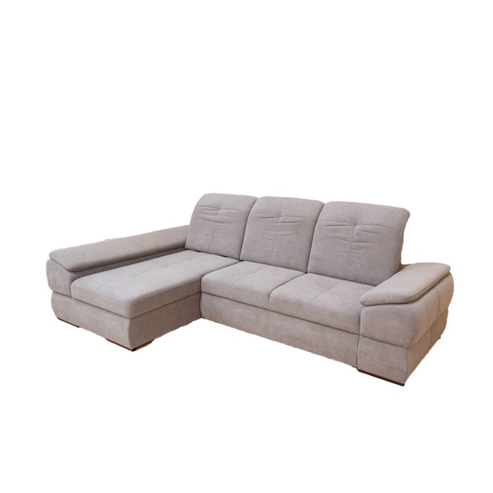 Coltar Extensibil Denver 2 Vega 06 Stanga, cu spatiu depozitare, 285 x 195 x 105 cm, Gri